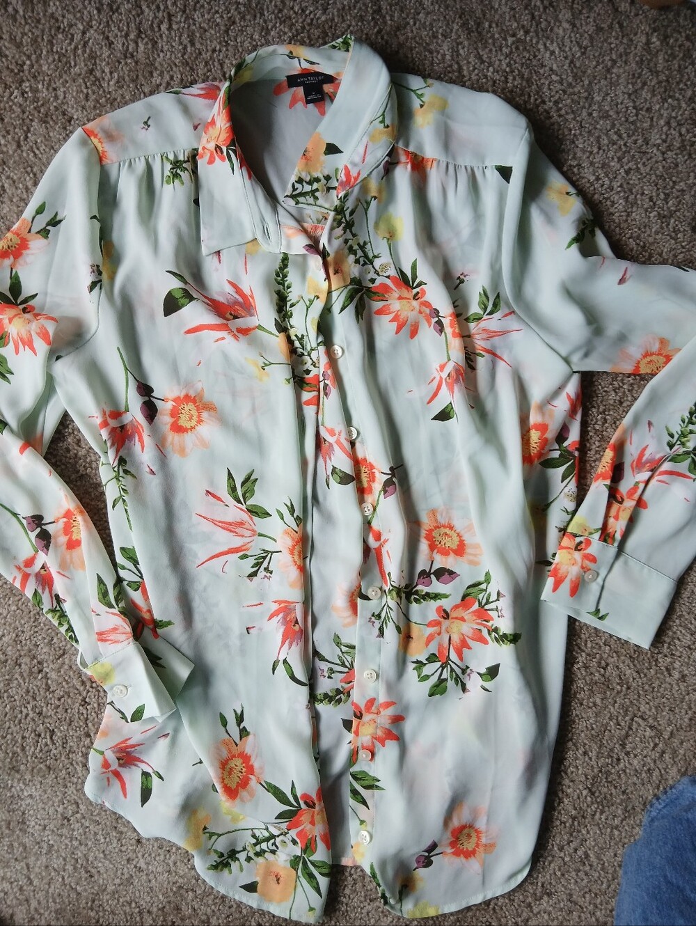 Anne Taylor Floral Button-Down Blouse